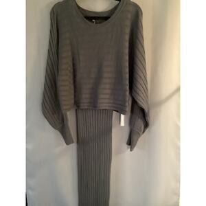 Anthropologie Current Air Ribbed Knit Sweater & Dress Set Gray M Relaxed Fit